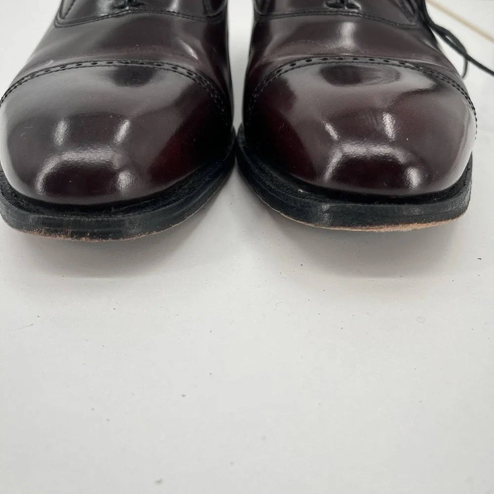 FLORSHEIM Men's 10D Brown Burgundy Leather Oxfords Cap Toe High Shine Dress Shoe
